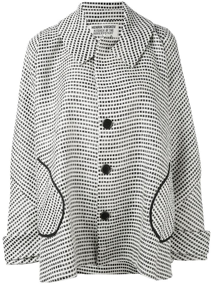 Henrik Vibskov - Squares Oversized Coat - Women - Cotton/polyamide/acetate/viscose - S, Black, Cotton/polyamide/acetate/viscose