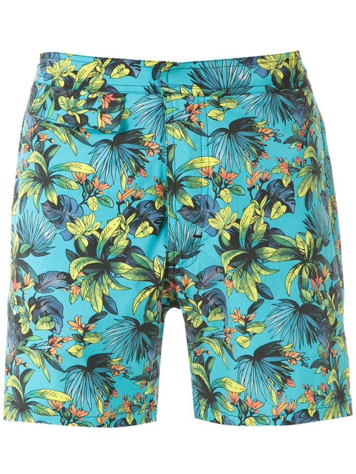 Amir Slama Foliage Print Swim Short - Blue