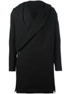 Rick Owens Hooded Coat, Men's, Size: 48, Black, Cotton/spandex/elastane/polyamide