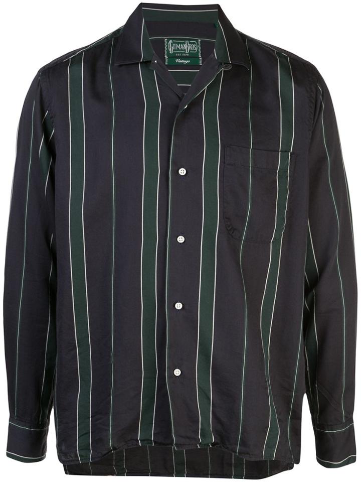 Gitman Vintage Striped Open-collar Shirt - Green