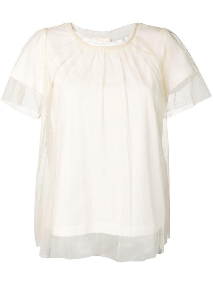 Semicouture T-shirt With Tulle Layer - White