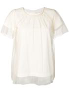 Semicouture T-shirt With Tulle Layer - White
