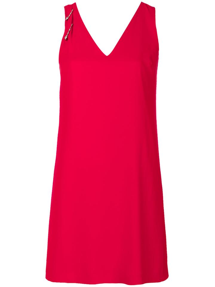 Versus V-neck Safety Pin Dress - Red