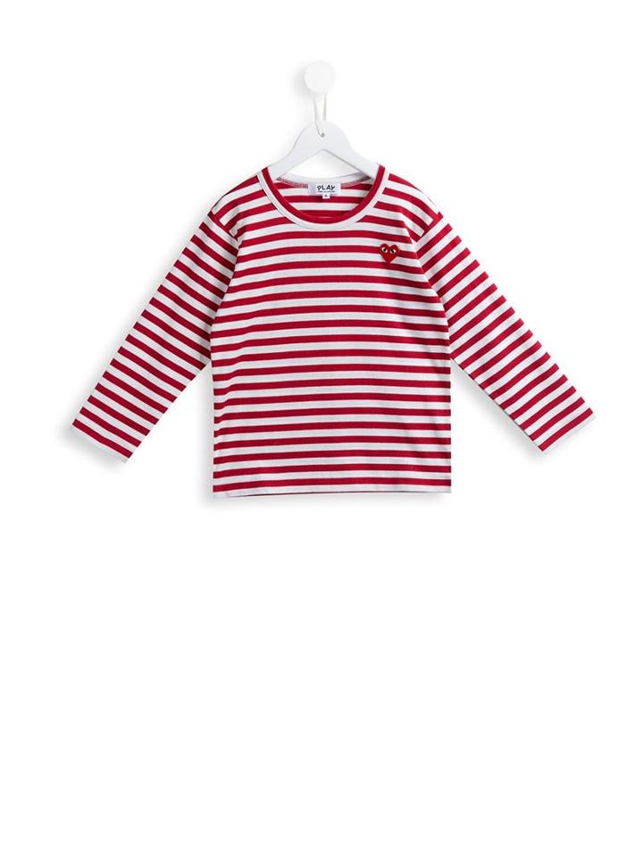 Comme Des Garçons Play Kids Striped T-shirt, Girl's, Size: 6 Yrs, Red