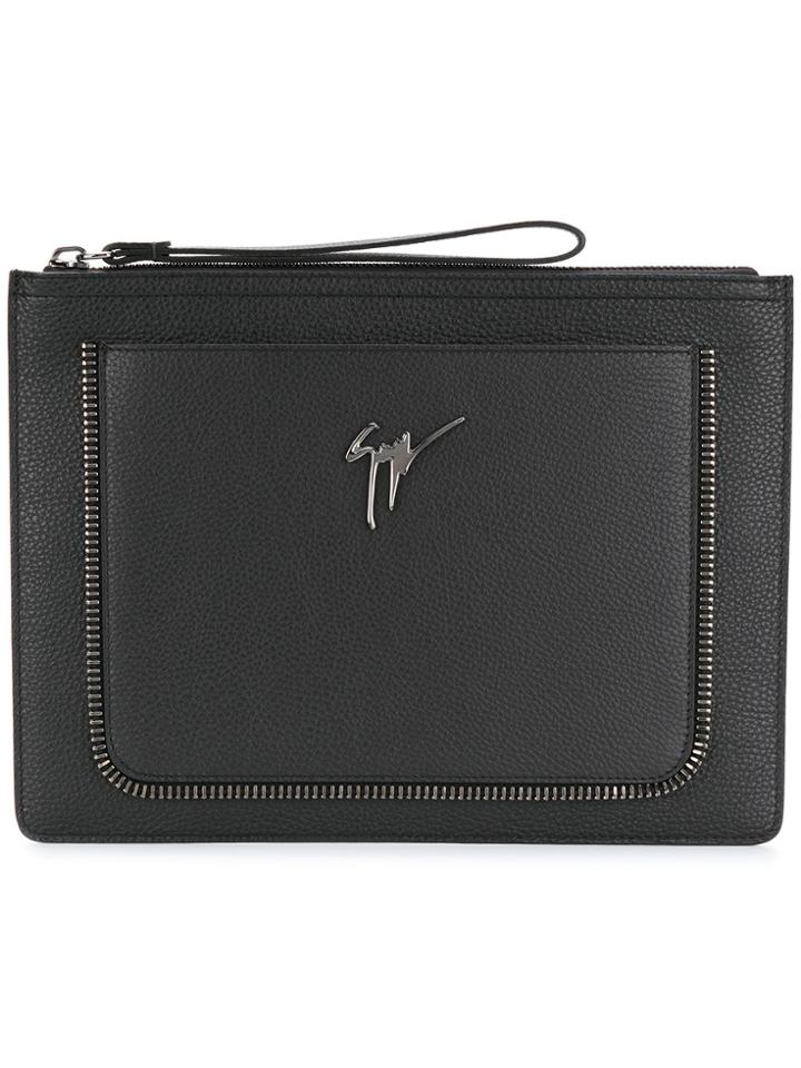 Giuseppe Zanotti Design Marcel Zip Trim Clutch - Black