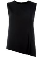 Cédric Charlier Asymmetric Pleated Blouse, Women's, Size: 42, Black, Polyester