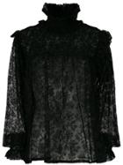 Saint Laurent Lace Floral Pattern Blouse - Black