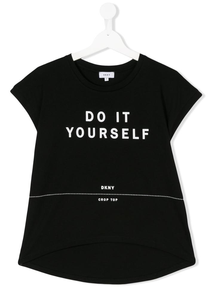 Dkny Kids Do It Yourself Print T-shirt - Black