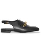 Burberry Link Detail Leather Slingback Loafers - Black