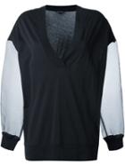 Ann Demeulemeester Sheer Sleeve Sweater, Women's, Size: Large, Black, Cotton/polyester