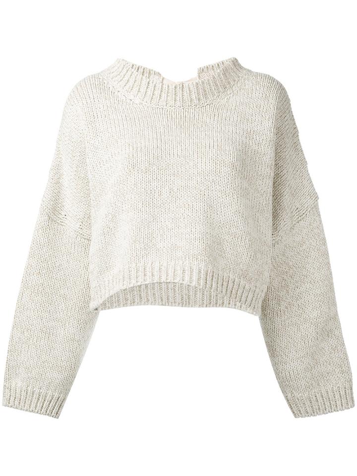 J.w.anderson - Moulinee Tie Back Jumper - Women - Cotton - M, Nude/neutrals, Cotton