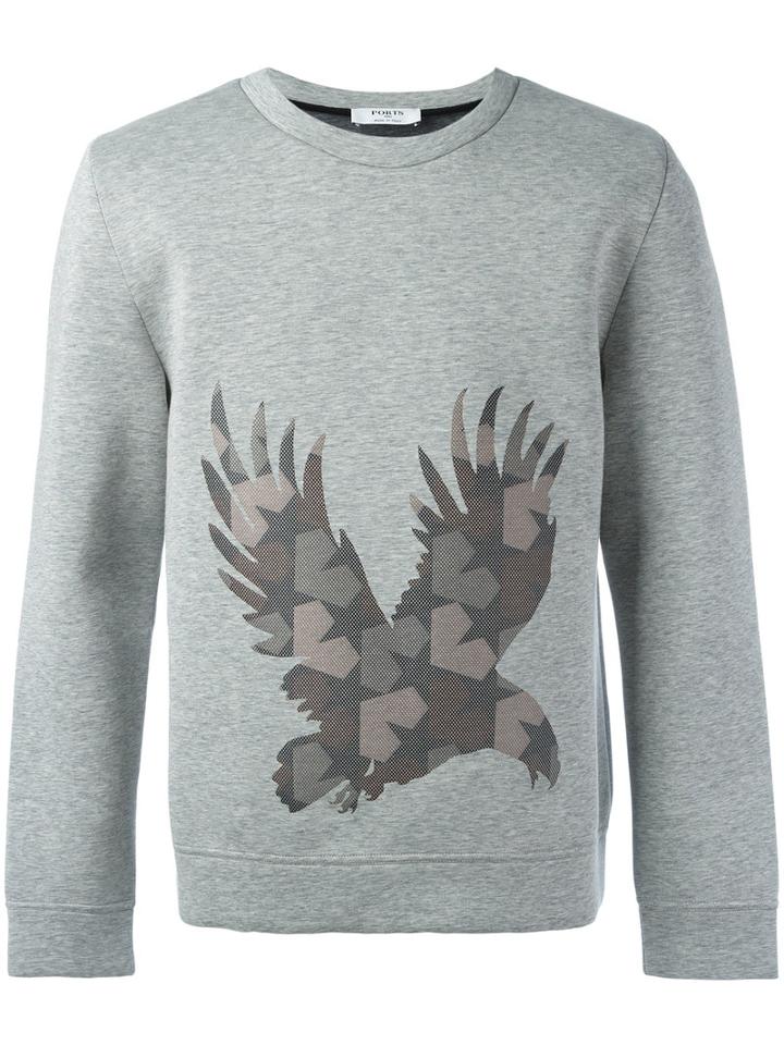 Ports 1961 Eagle Print Sweatshirt, Men's, Size: Large, Grey, Cotton/polyester