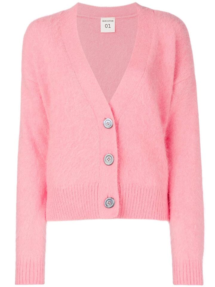 Semicouture V-neck Cardigan - Pink & Purple