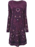 Alberta Ferretti Long-sleeved Patterned Dress - Pink & Purple
