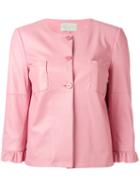 L'autre Chose Three-quarter Sleeve Jacket, Women's, Size: 42, Pink/purple, Calf Leather/nylon
