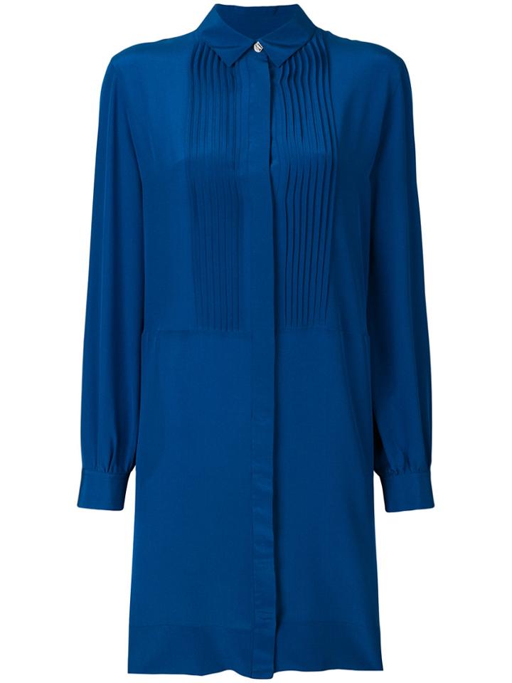 Ps By Paul Smith Pleated Front Shirt Dress - Blue