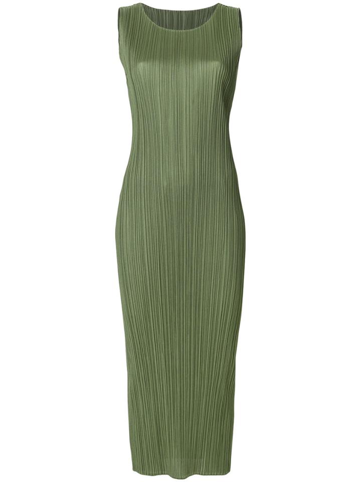 Pleats Please By Issey Miyake Corrugated Day Dress - Green