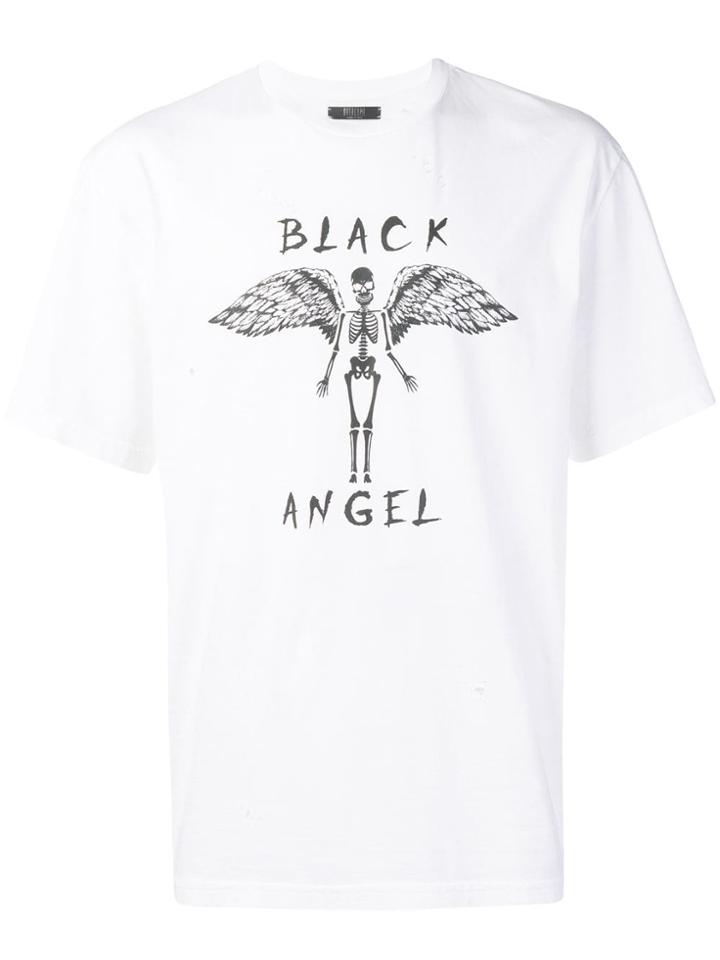 Overcome Black Angel Print T-shirt - White