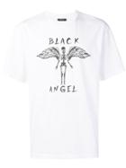 Overcome Black Angel Print T-shirt - White
