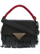 Sara Battaglia Amber Shoulder Bag, Women's, Black, Calf Leather/polyester