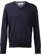 Brunello Cucinelli V-neck Sweater, Men's, Size: 56, Blue, Cashmere/wool