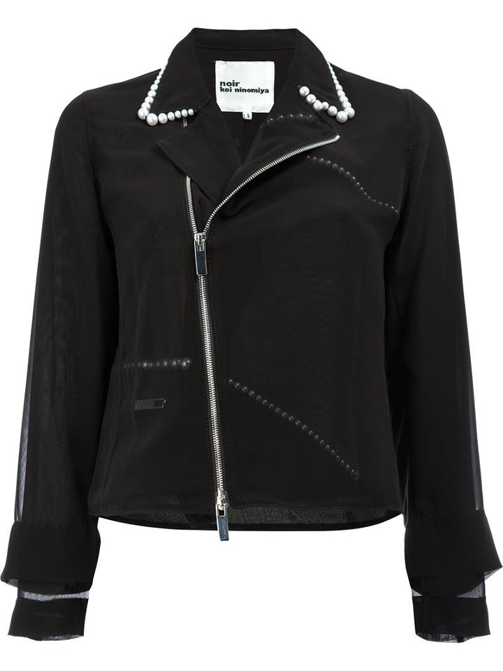 Comme Des Garçons Noir Kei Ninomiya Pearls Collar Jacket, Women's, Size: Medium, Black, Polyester/wool/polyurethane Resin