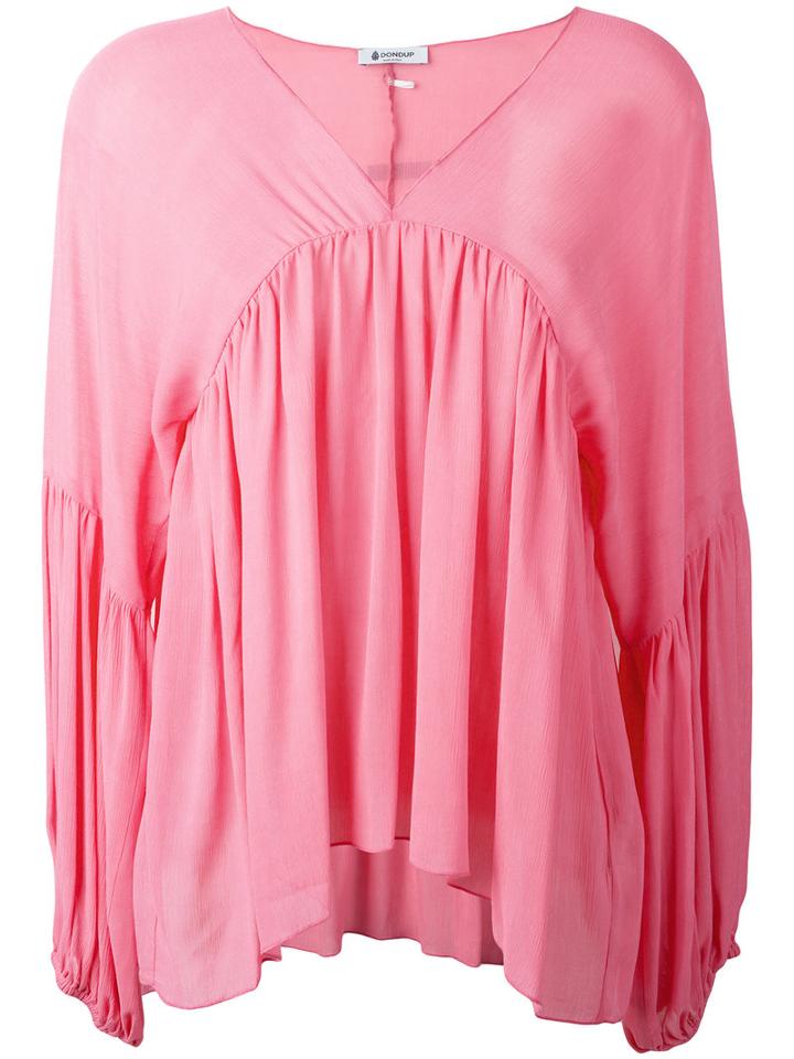 Dondup - V-neck Draped Blouse - Women - Viscose - 42, Women's, Pink/purple, Viscose