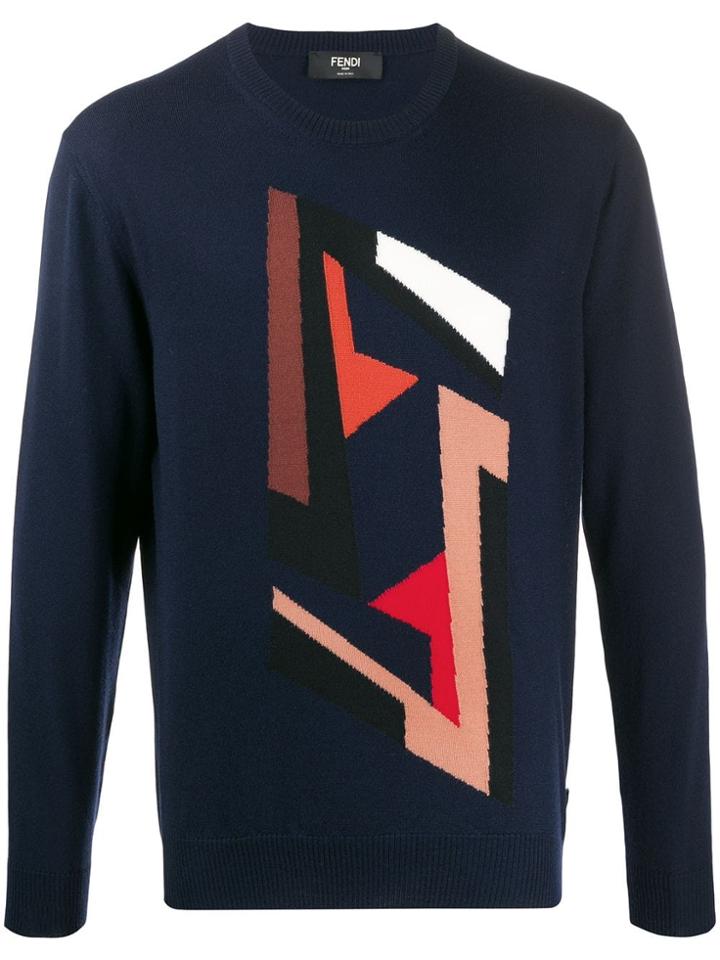 Fendi Futuristic Ff Motif Jumper - Blue