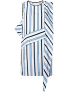 Msgm Striped Panel Shift Dress, Women's, Size: 40, White, Silk/polyester