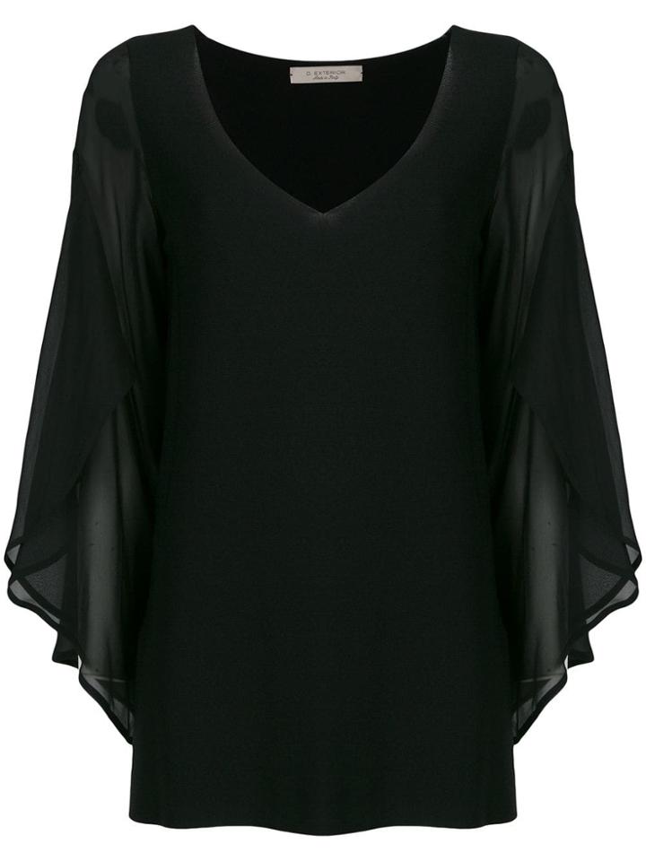 D.exterior Batwing Sleeves Blouse - Black