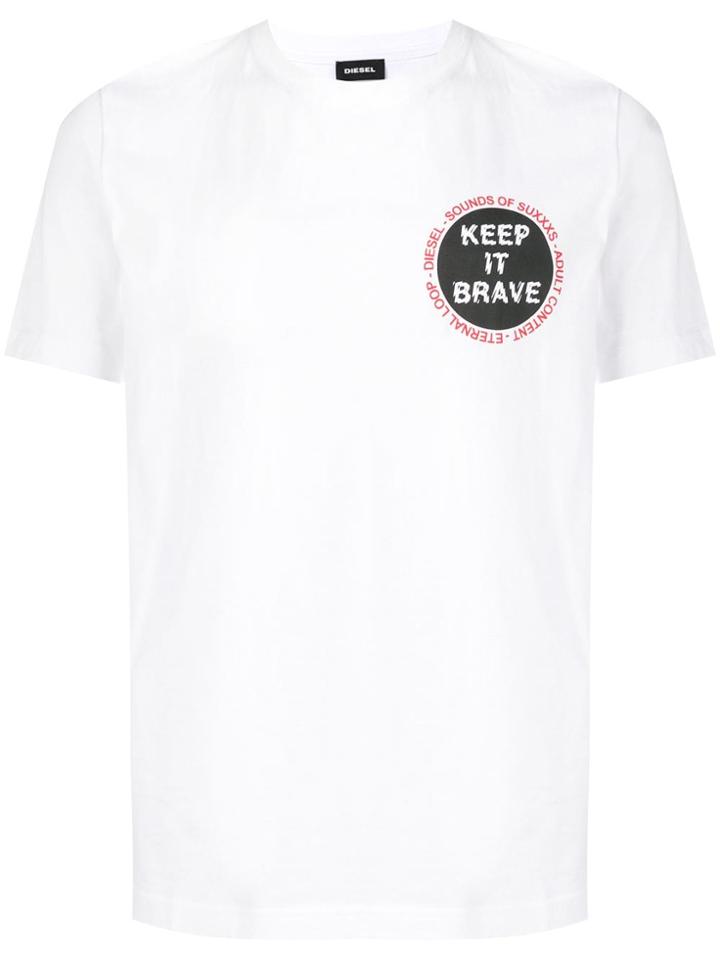 Diesel Keep It Brave Logo T-shirt - White