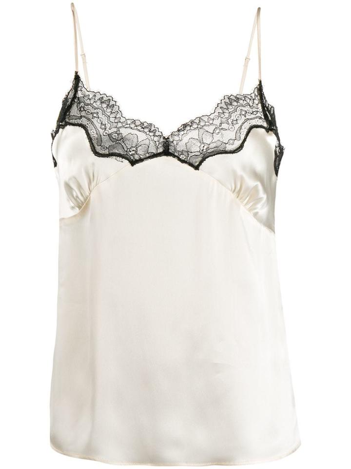 Semicouture Lace Vest Top - Neutrals