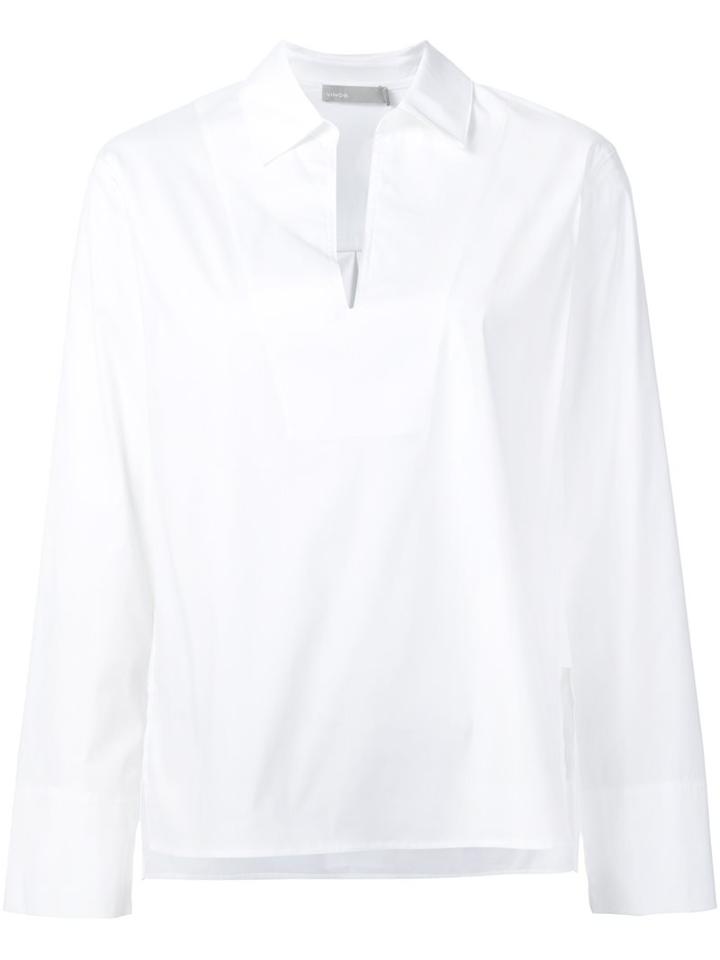 Vince V-neck Shirt, Women's, Size: 6, White, Cotton/nylon/spandex/elastane