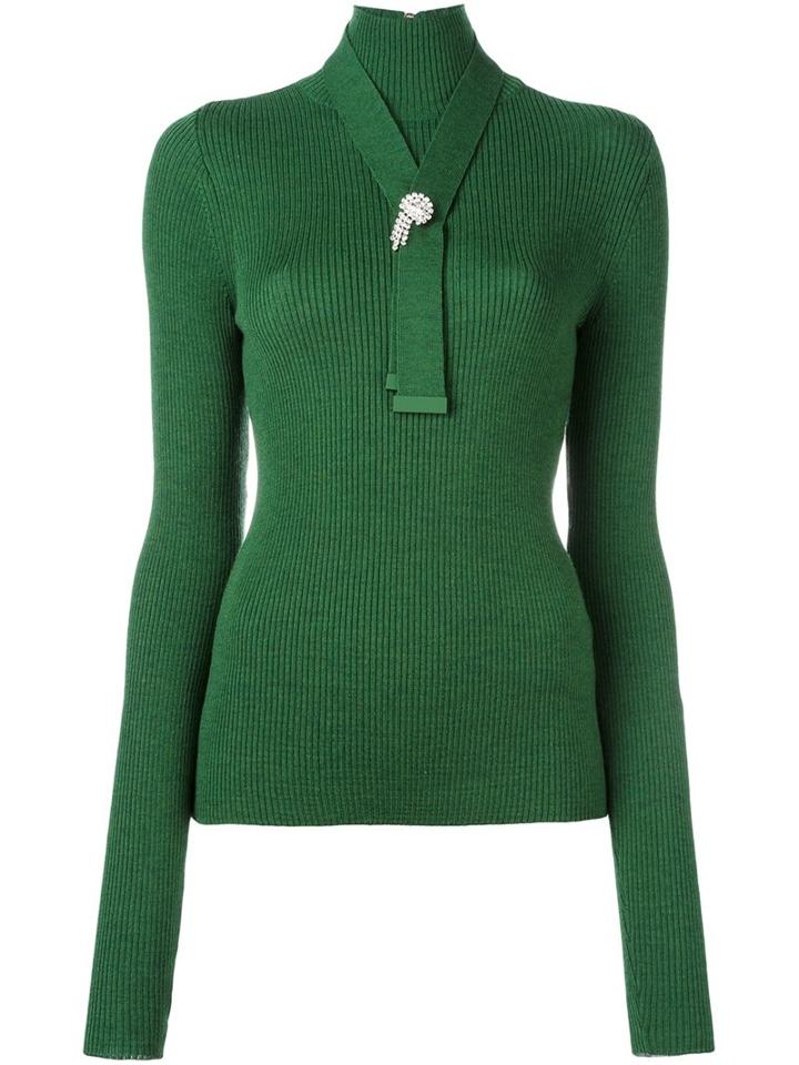 Preen By Thornton Bregazzi 'avaline' High Neck Pullover, Women's, Size: Medium, Green, Virgin Wool