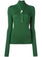 Preen By Thornton Bregazzi 'avaline' High Neck Pullover, Women's, Size: Medium, Green, Virgin Wool