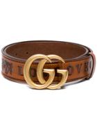 Gucci Brown Gg Logo Leather Belt