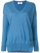 Snobby Sheep Long V-neck Jumper - Blue