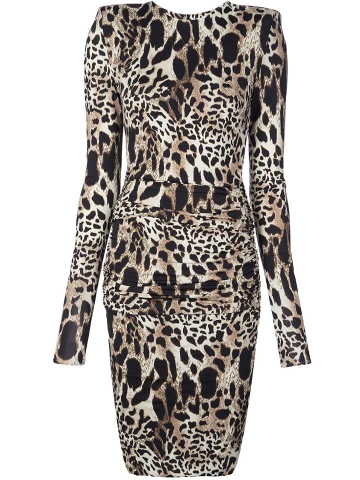 Alexandre Vauthier Lynx Print Dress - Brown