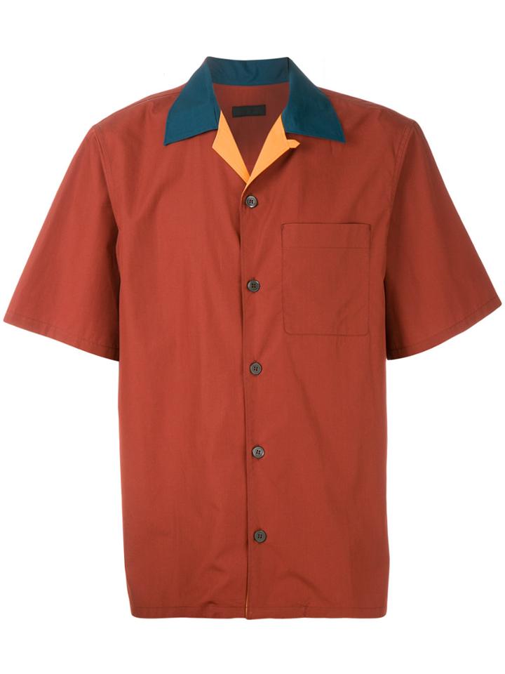 Prada Boxy Colour-block Shirt - Brown