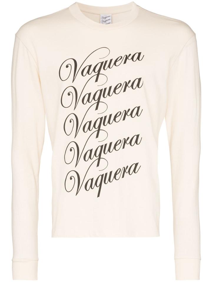 Vaquera Logo Print Long-sleeved T-shirt - Neutrals