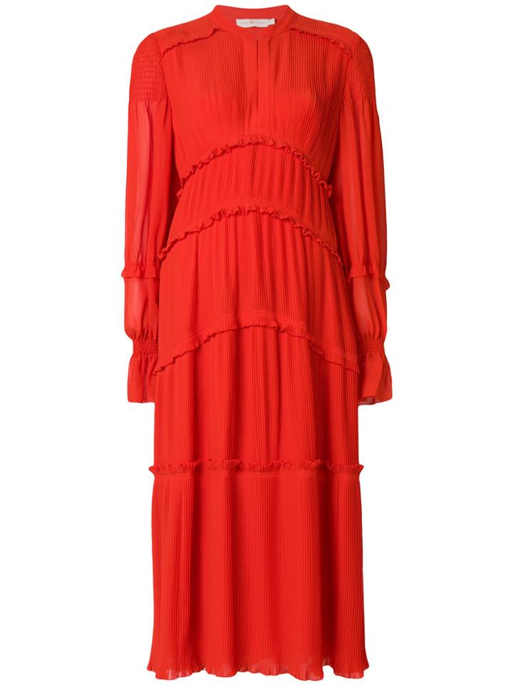 Tory Burch Empire Line Ruffle Detail Dress - Blue