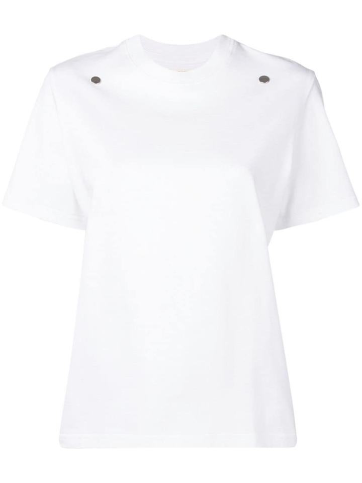 Zilver T-shirt With 2 Front Studs - White
