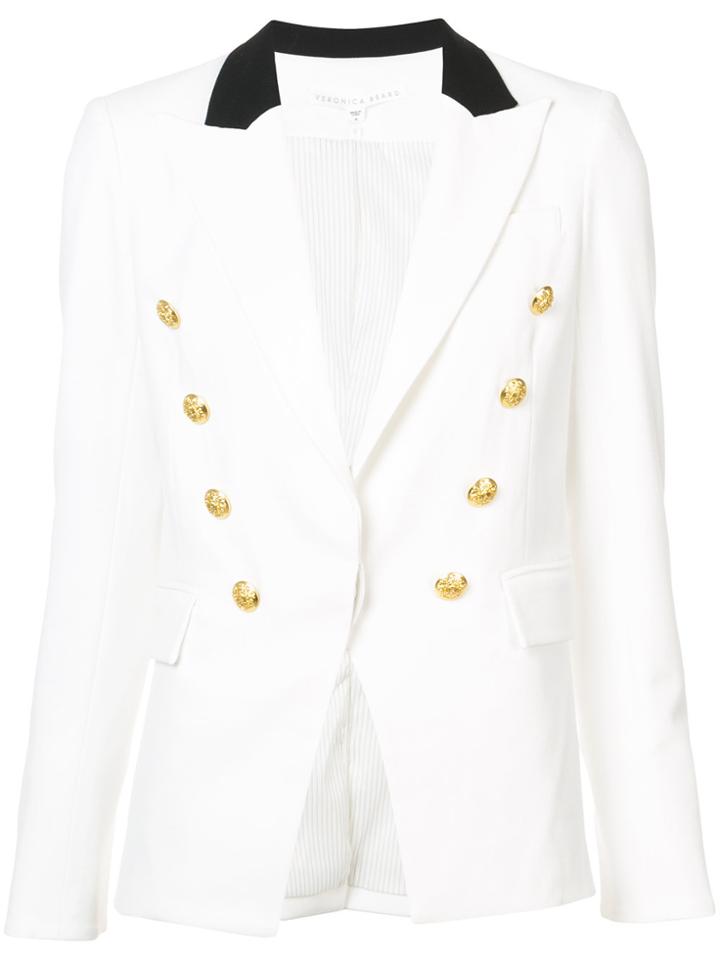 Veronica Beard V-neck Button Blazer - White