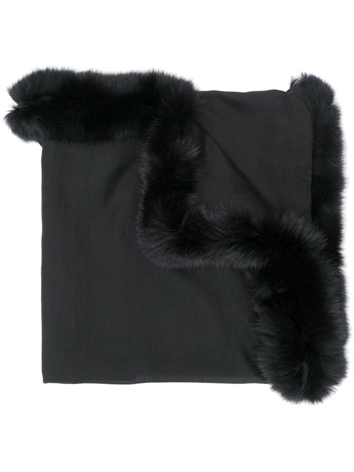 Valentino Oversized Fur-trim Scarf - Black