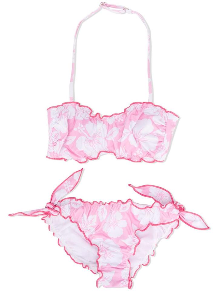Mc2 Saint Barth Kids Teen Floral Print Bikini - Pink