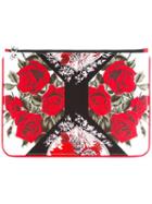Alexander Mcqueen Floral Print Clutch Bag, Women's, Black, Polyester