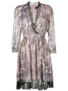 Just Cavalli Printed Lace Trim Dress - Pink & Purple