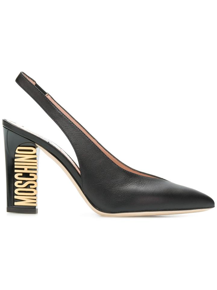 Moschino Slingback Logo Sandals - Black