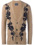Laneus Floral Embroidery Cardigan, Men's, Size: 50, Brown, Viscose/angora/cashmere/polyimide