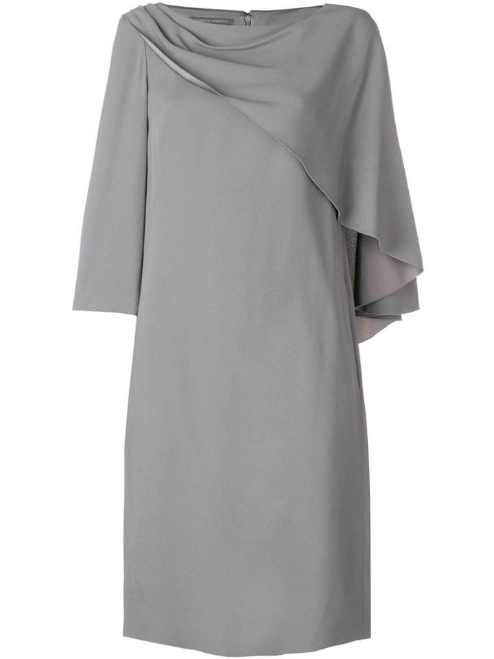 Alberta Ferretti Round Neck Shift Dress - Grey